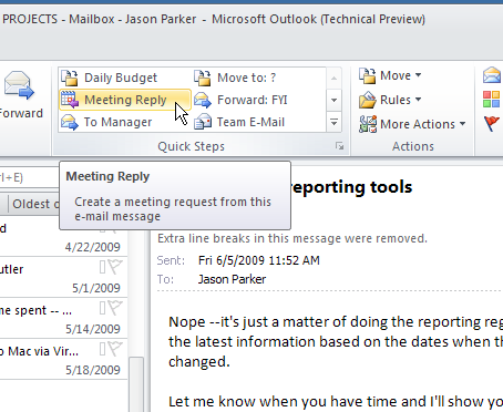 Outlook Quick Steps 2010